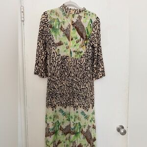 Vintage Leopard Print Dress with Jungle Accents/ hostess dress